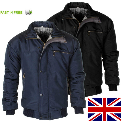 Men's Sky Diver Bomber Warm Padded Jacket Check Lined Work Winter Coat