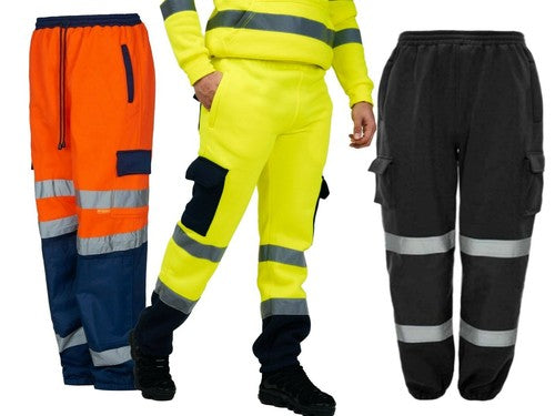 HI HIGH VIZ VIS Visibility PPE Workwear Safety Fleece Jogging Bottom Trousers