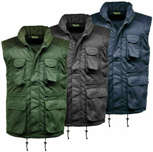 Men's corduroy Body Warmer Multi Pocket Heavy Padded Lined Fleece Sleeveless