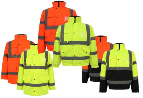 Men's Hi Viz High Vis Visibility Bomber Work Jacket Coat